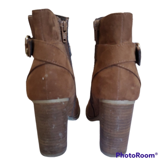 ALDO Women's Brown Buckle Heel Ankle Boots - Size 5 / 35 - Picture 4 of 5